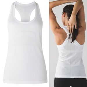 Lululemon Swiftly Tech Racerback Tank Top Heathered White Size 4